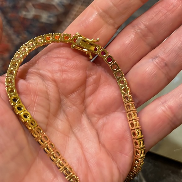 NWOT- Chain Rainbow 17” Long .25” thick Cubic zirconia tennis chain gold color - Picture 17 of 17